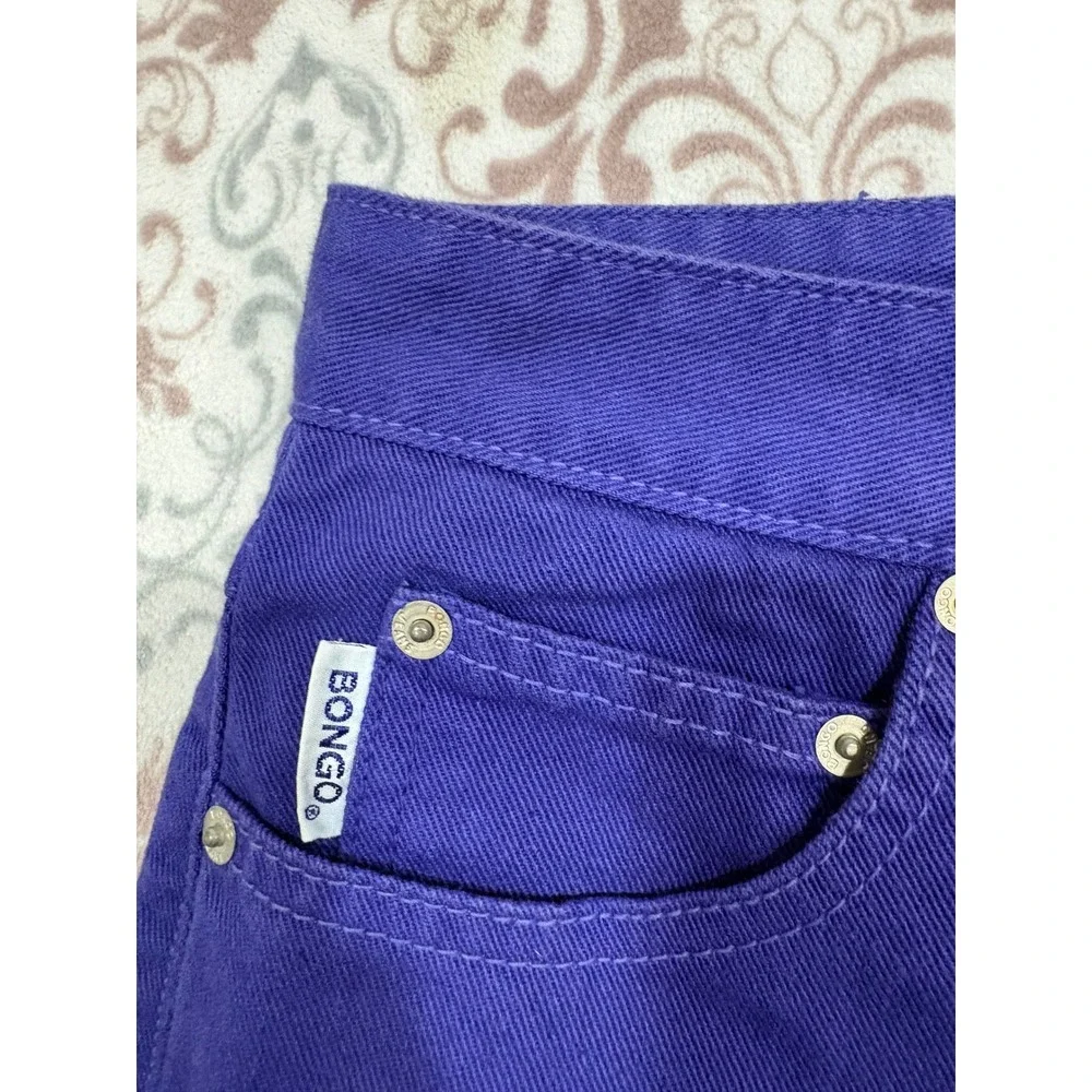 Bongo Vintage 90s High Waisted Purple Denim Shorts Gene Montesano Made in USA 7
